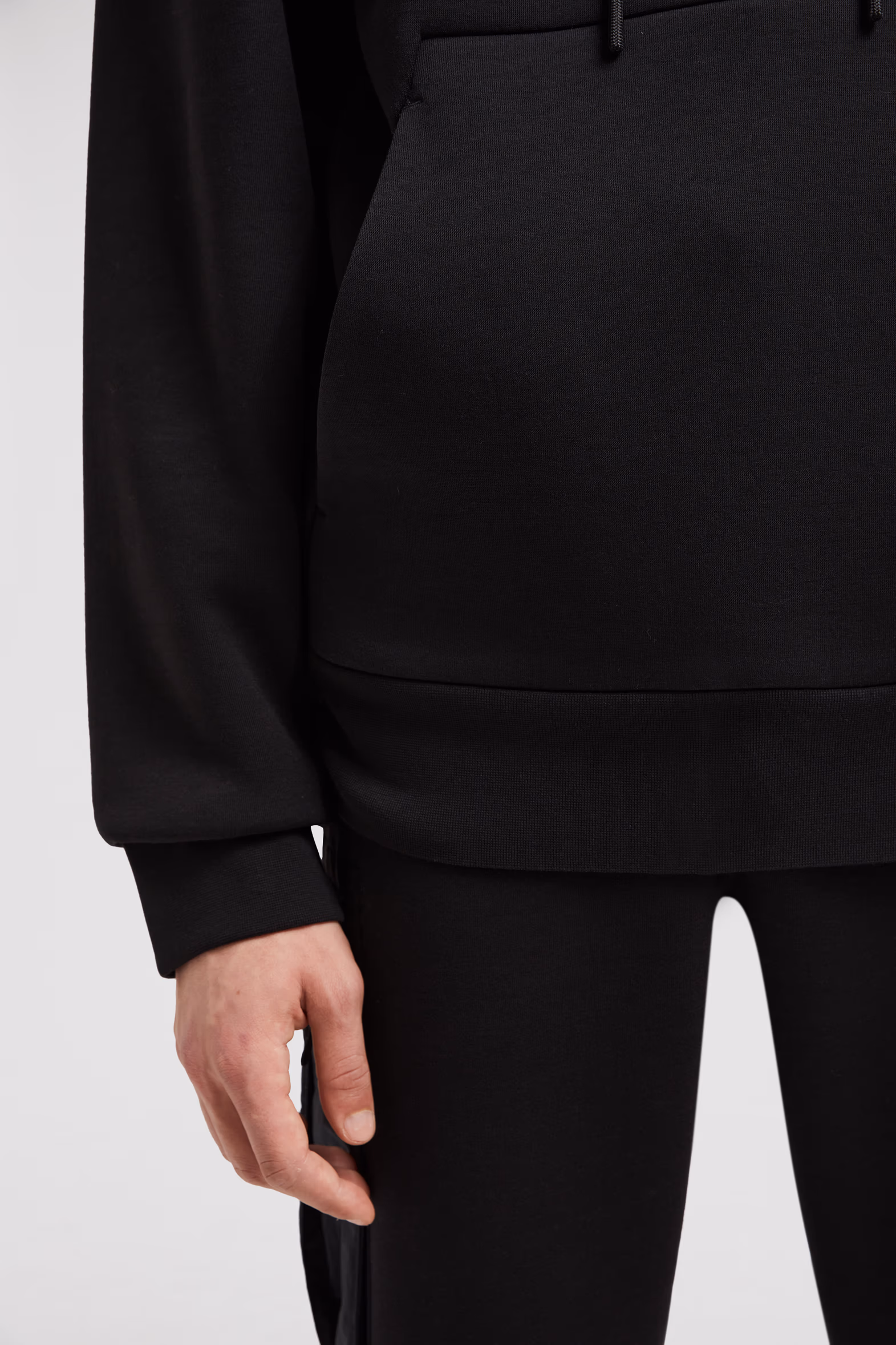 Logo Patch Neoprene Hoodie Men Black Moncler 6